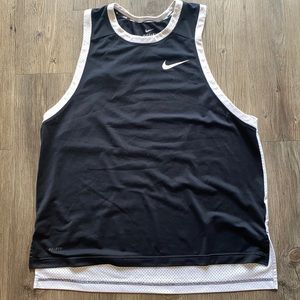 Nike Dri-fit Tank, half mesh, black & white